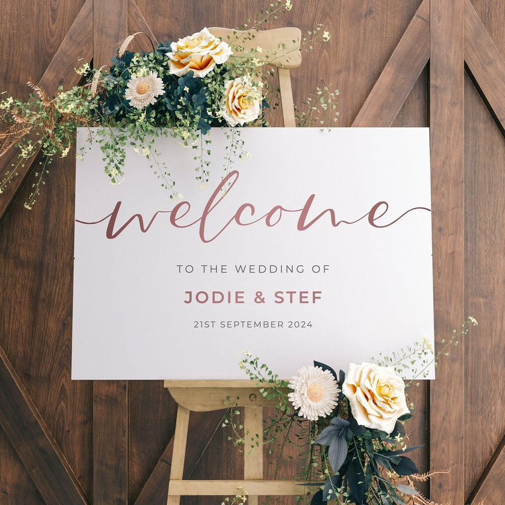 Minimalist Script Wedding Welcome Sign in Any Colour – Sienna Mai