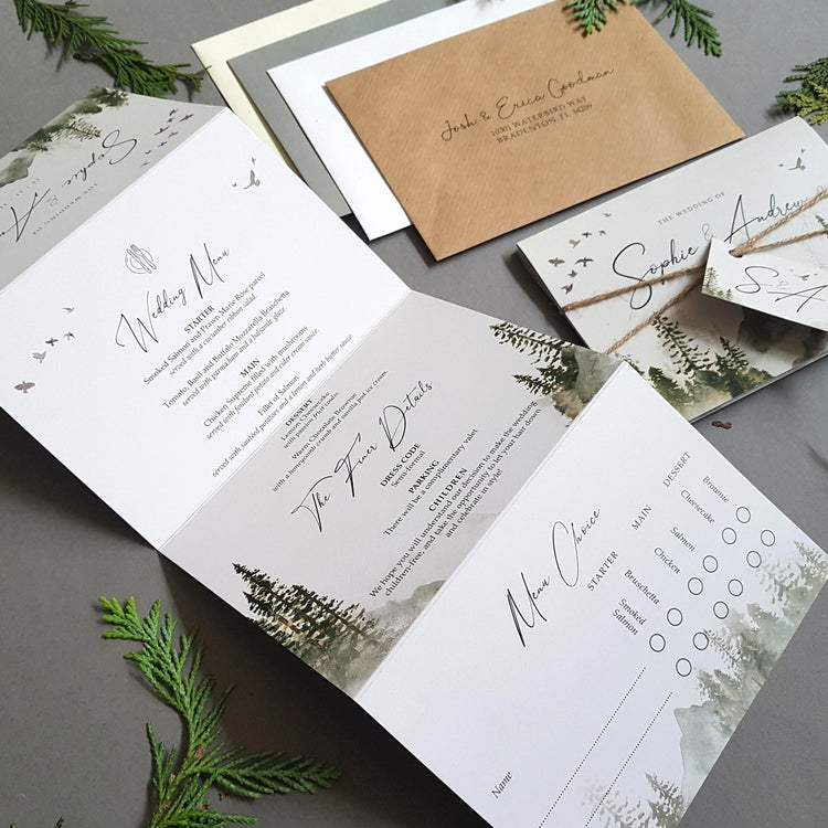 Misty Forest Concertina Wedding Invitations Sample