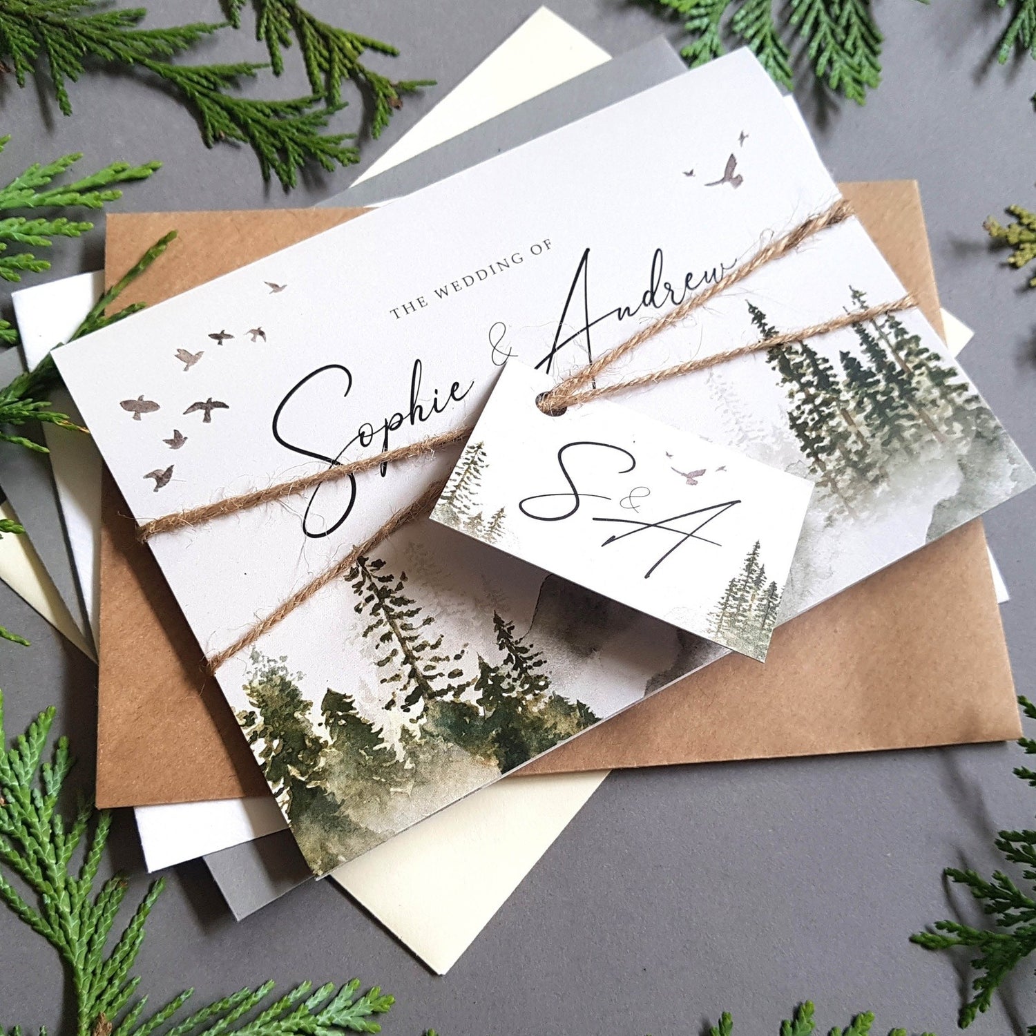 Misty Forest Concertina Wedding Invitations Sample