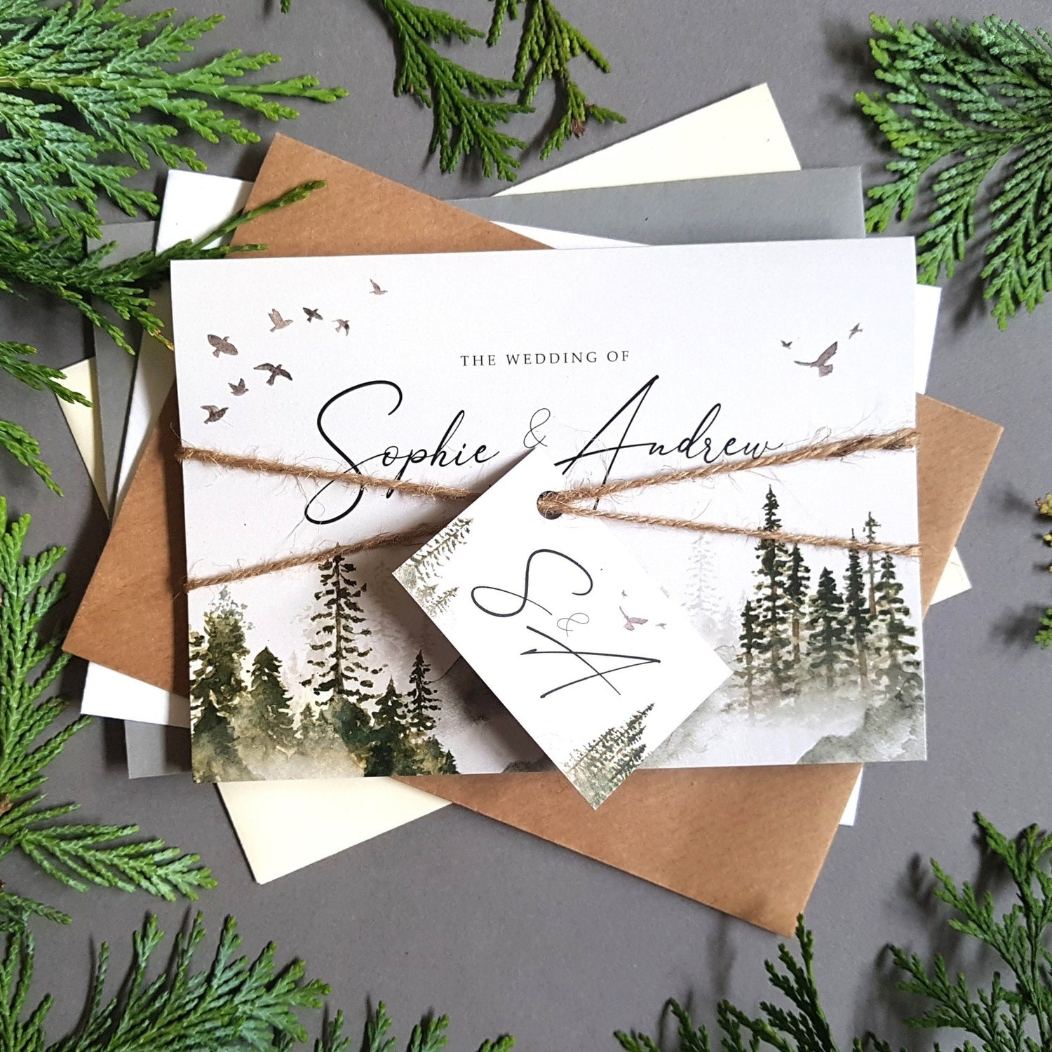 Misty Forest Concertina Wedding Invitations Sample