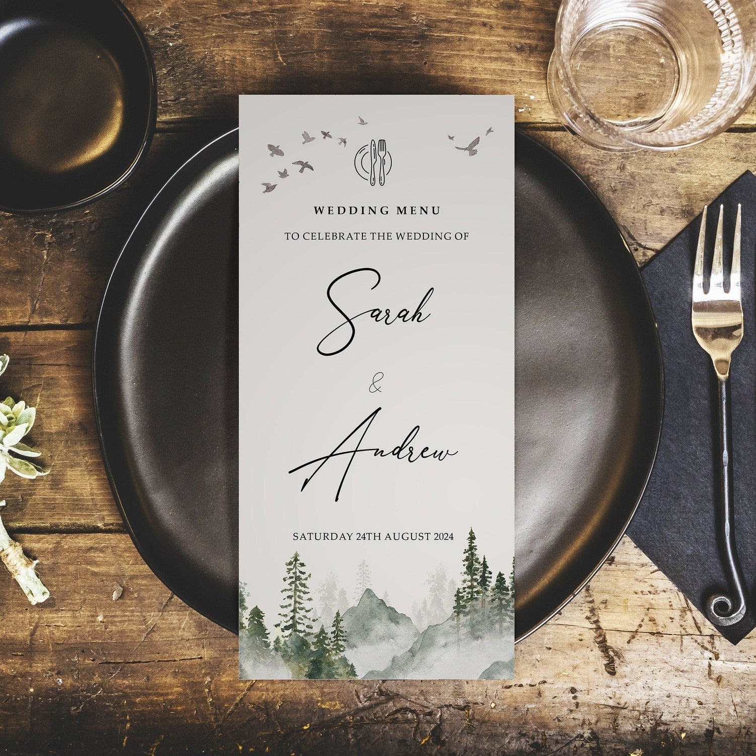 Misty Forest Personalised Wedding Menus