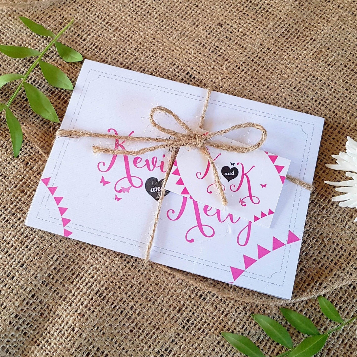 Modern Bunting Wedding and Evening Invitation