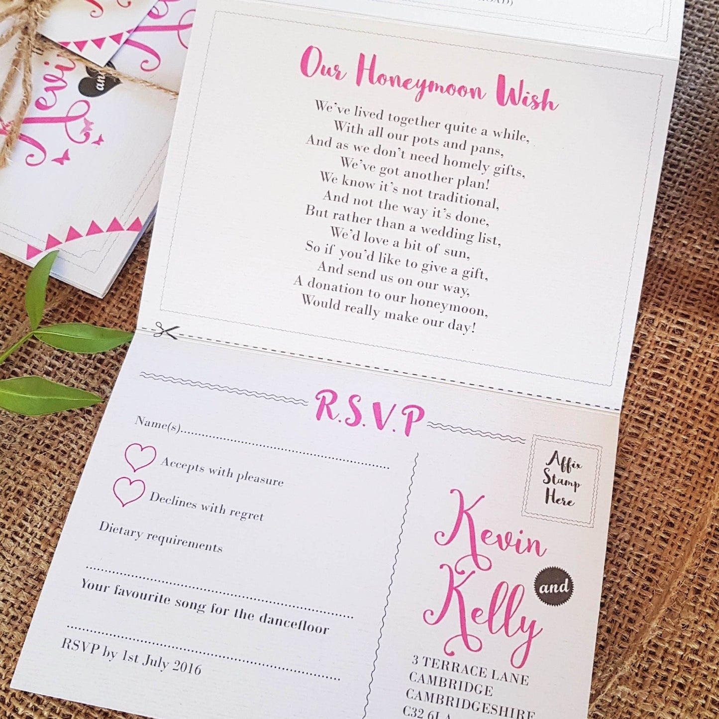 Modern Bunting Wedding and Evening Invitation