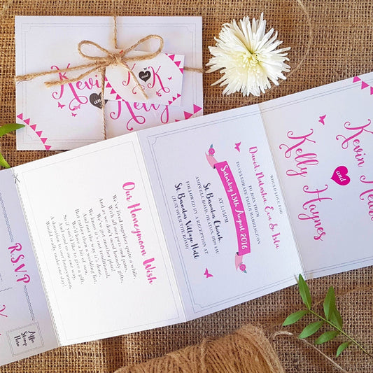 Modern Bunting Wedding and Evening Invitation