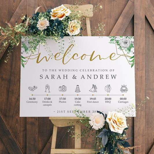 Order of the Day Wedding Welcome Sign in Any Colour