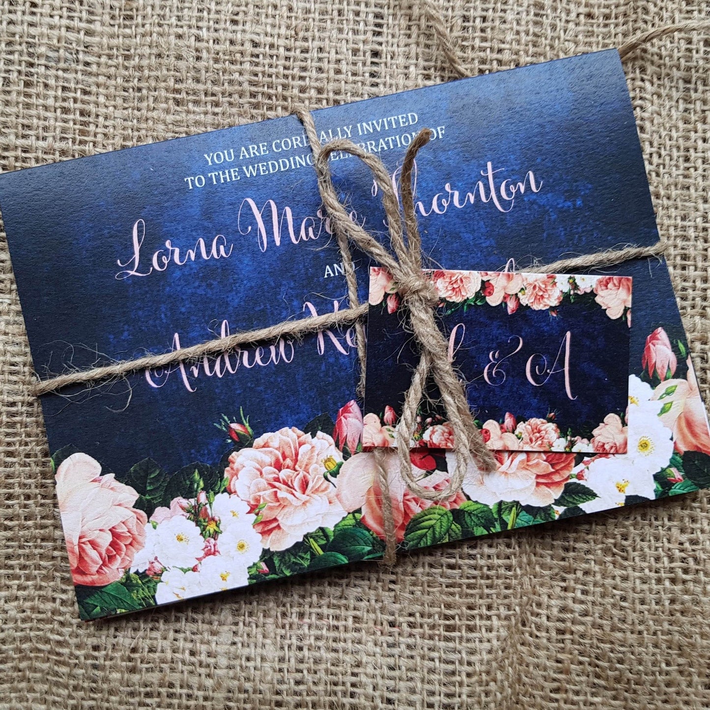 Peach Concertina Wedding and Evening Invitation