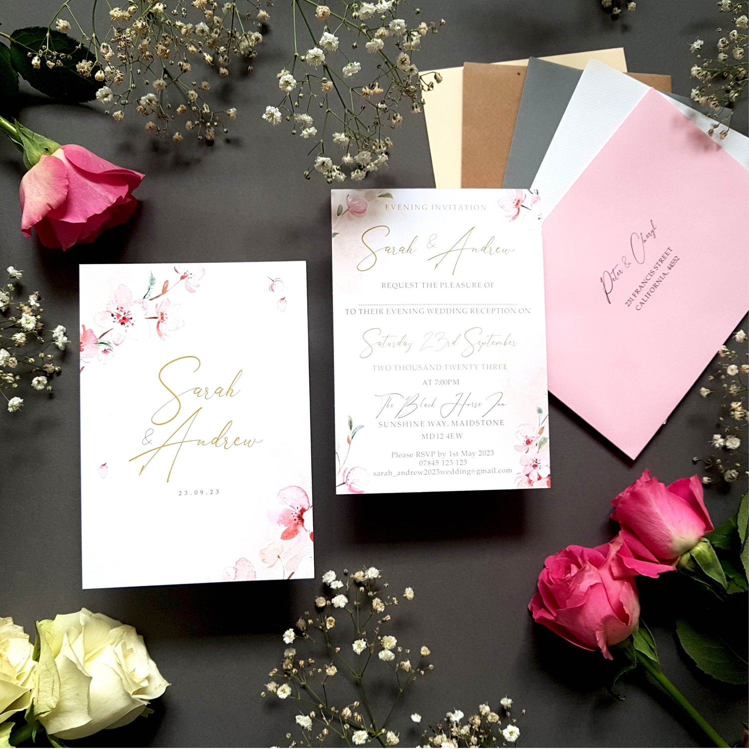 Pink Blossom Evening Wedding Invitations