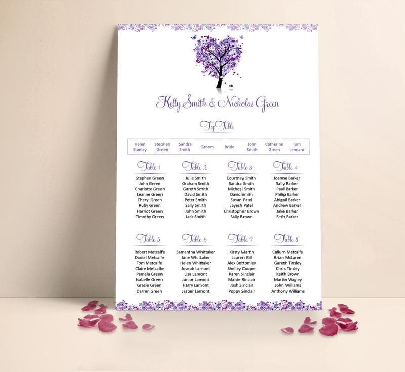 Purple Heart Tree Table plan