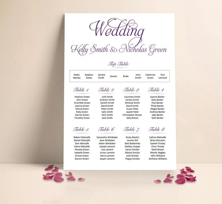 Purple Wedding Table plan