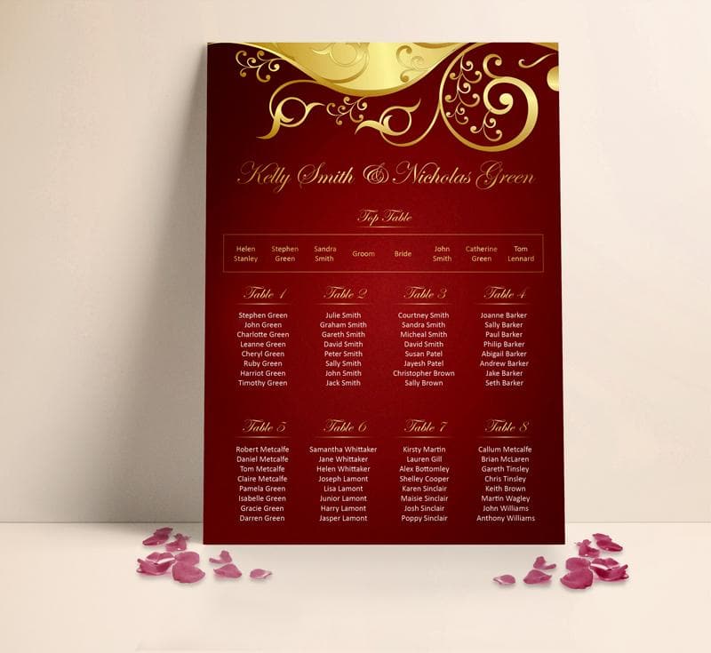 Red & Gold Table plan