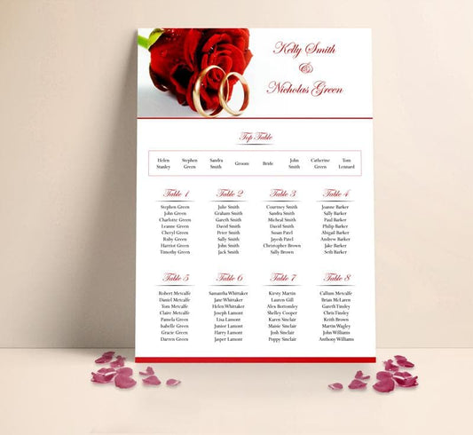 Red Rose Gold Rings Table plan