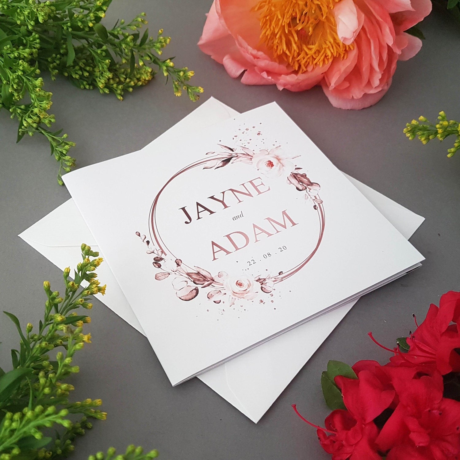 Rose Gold Trifold Wedding Invitations Sample