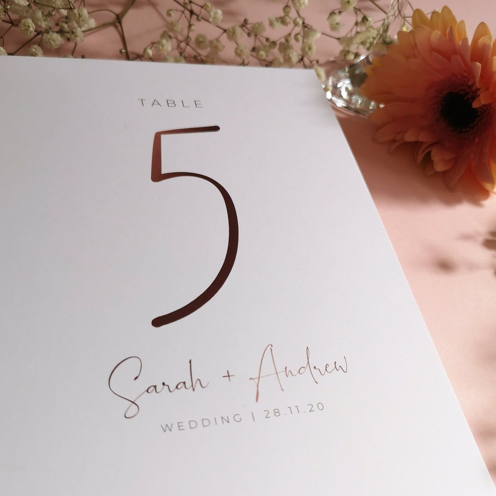 Rose gold Minimalist Concertina Wedding Invitations