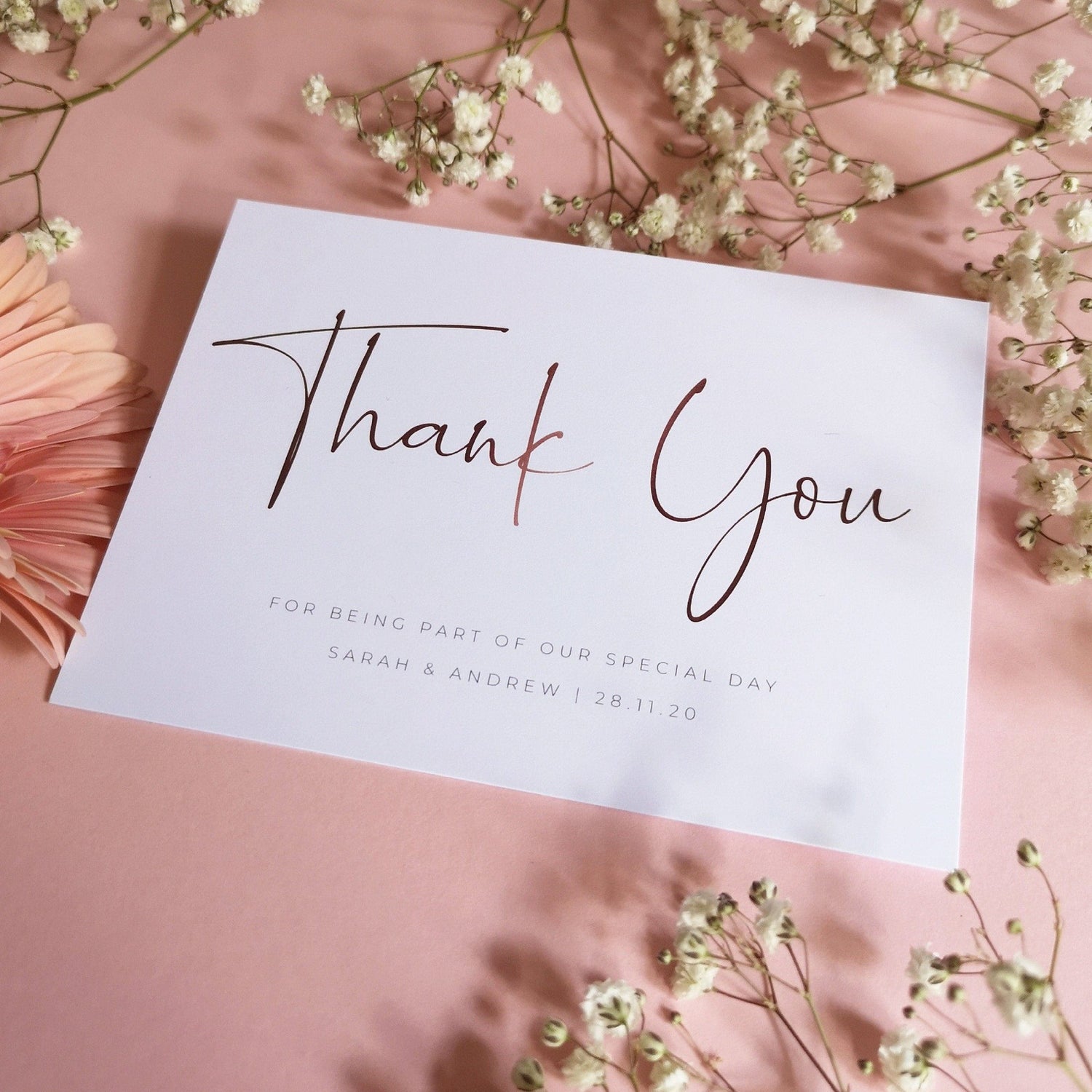 Rose gold Minimalist Concertina Wedding Invitations