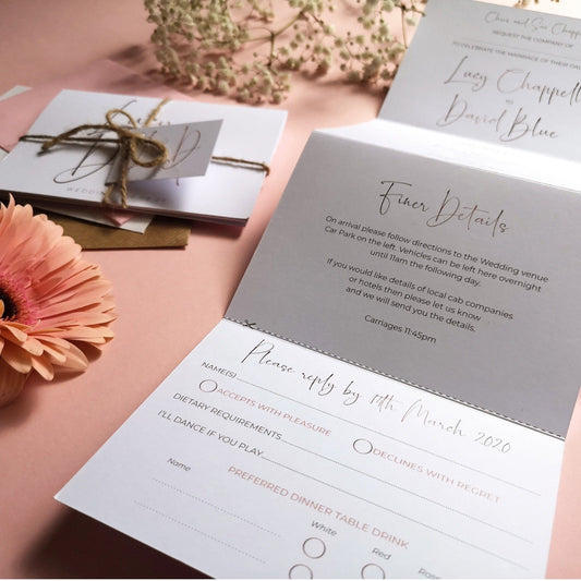 Rose gold Minimalist Concertina Wedding Invitations