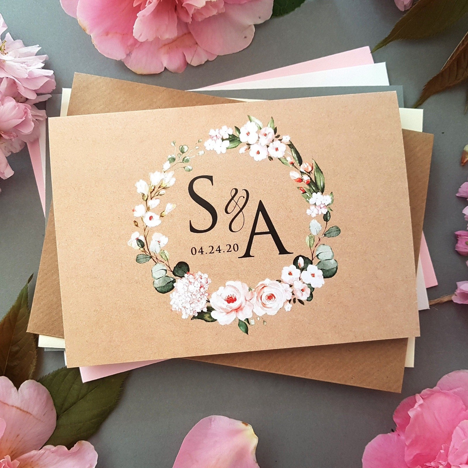 Rustic Blush Concertina Wedding Invitations Sample