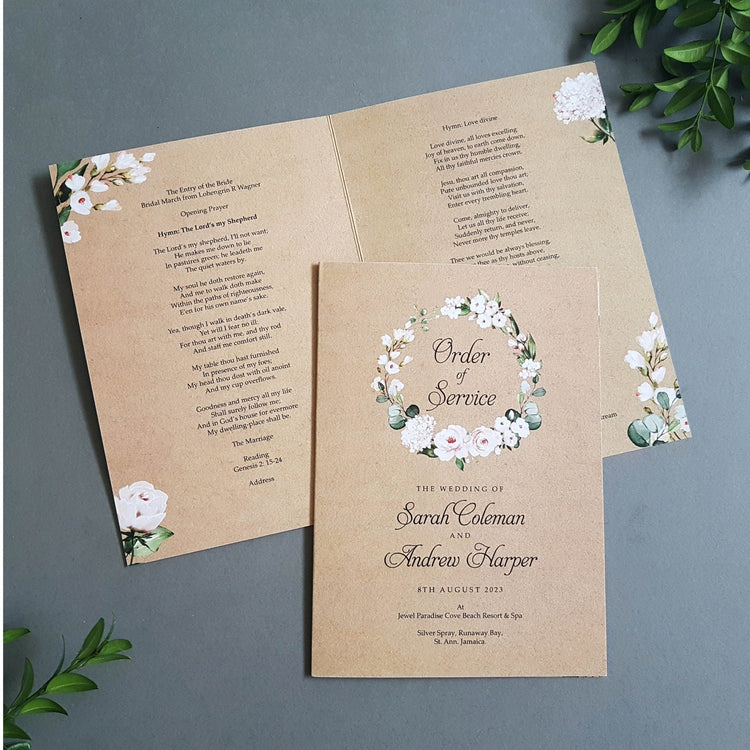 Rustic Blush Floral Order of Service