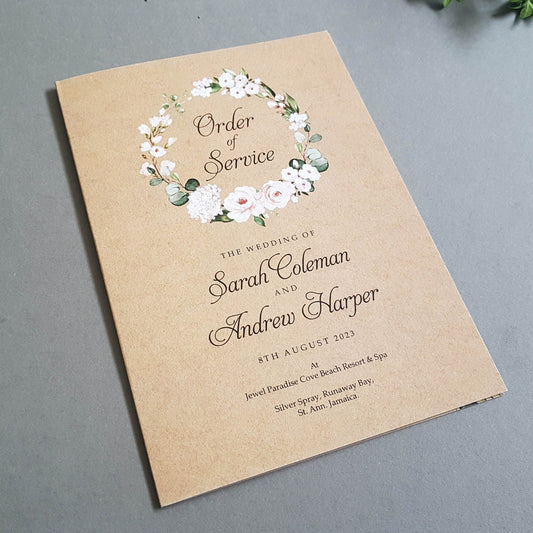 Rustic Blush Floral Order of Service