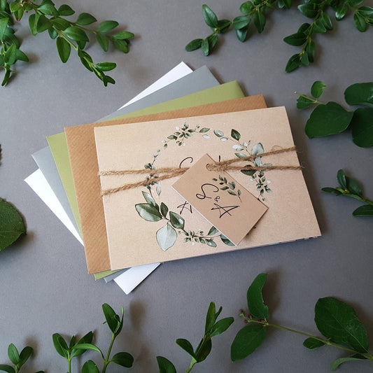 Rustic Eucalyptus Concertina Wedding Invitations Sample