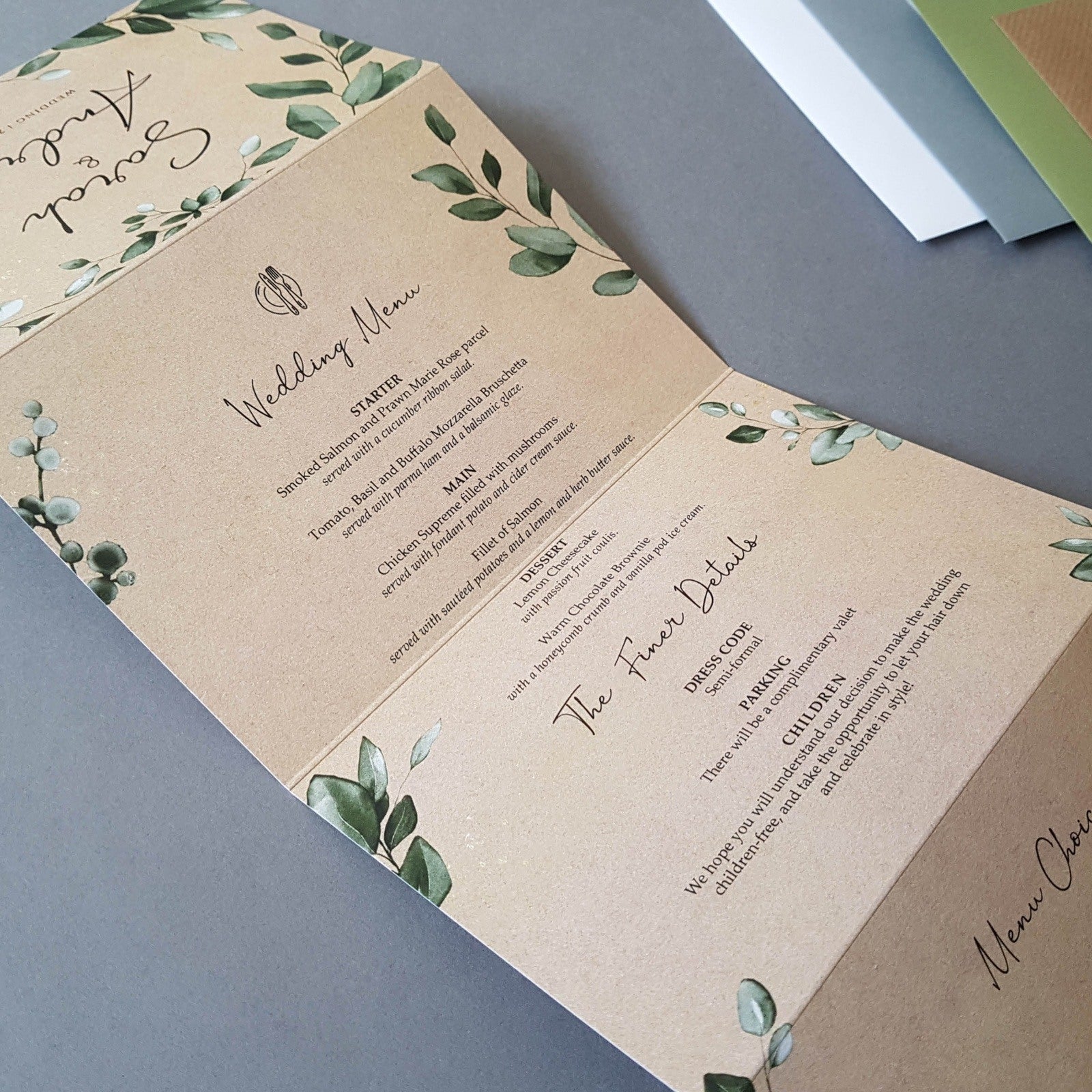 Rustic Eucalyptus Wreath Concertina Wedding Invitations