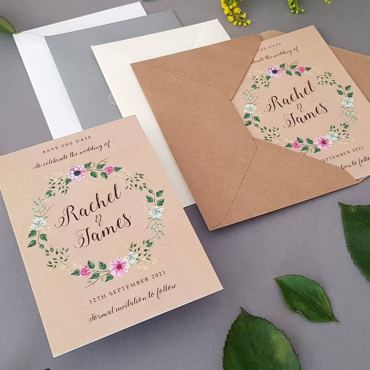 Rustic Floral Concertina Wedding Invitations