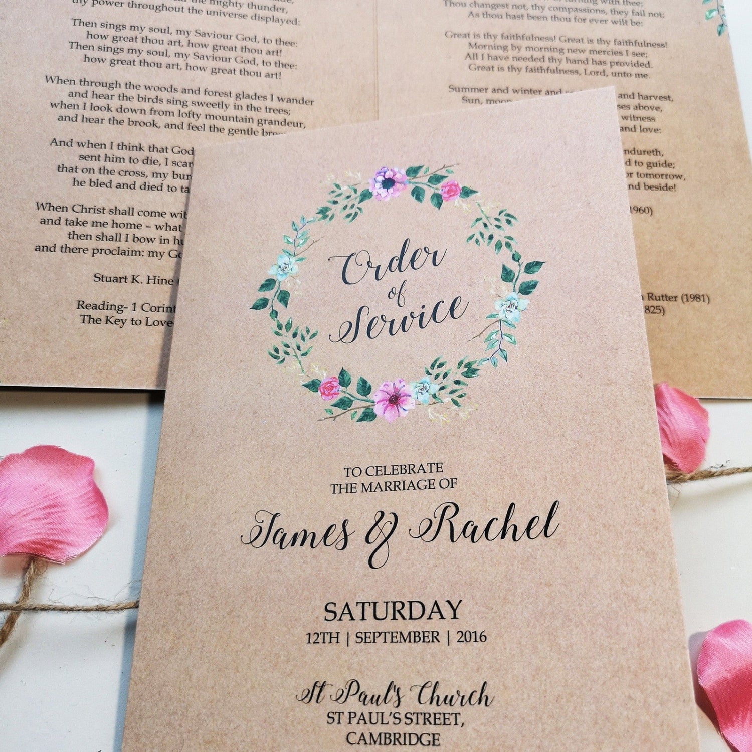 Rustic Floral Concertina Wedding Invitations