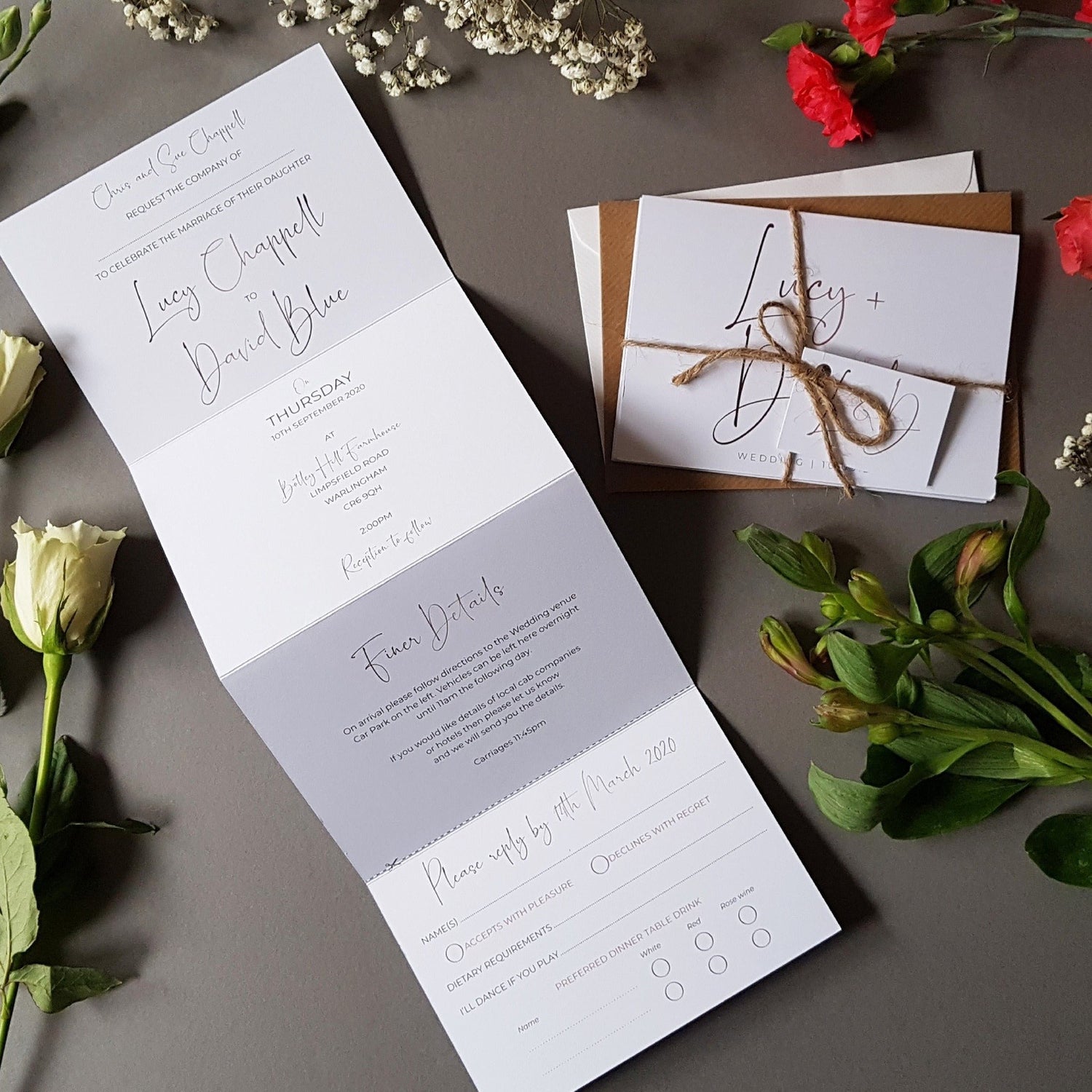 Script Wedding Invitations With Tags & Twine Sample