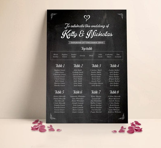 Silver and Black Table plan