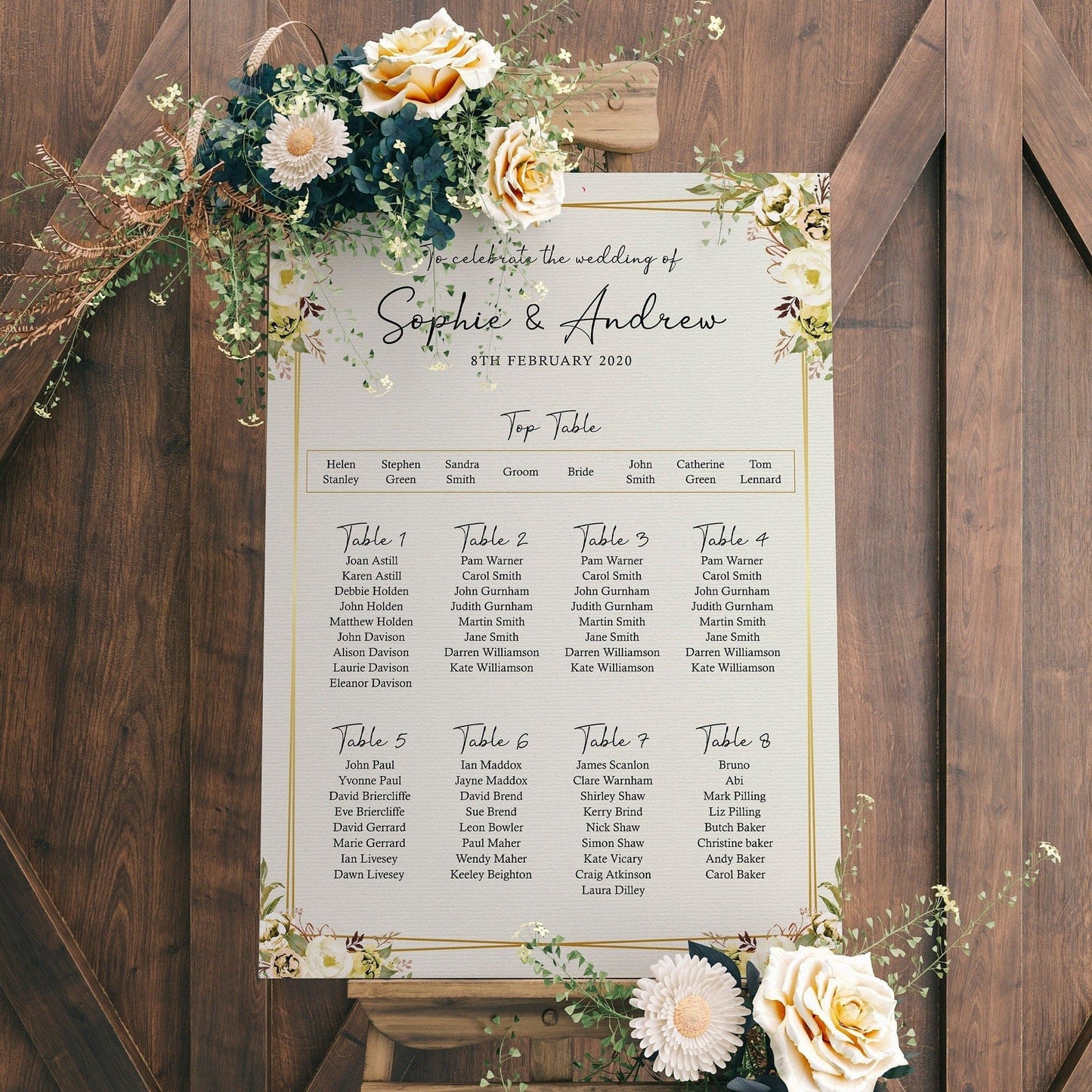 Spring Yellow Wedding Seating Chart Table Plan