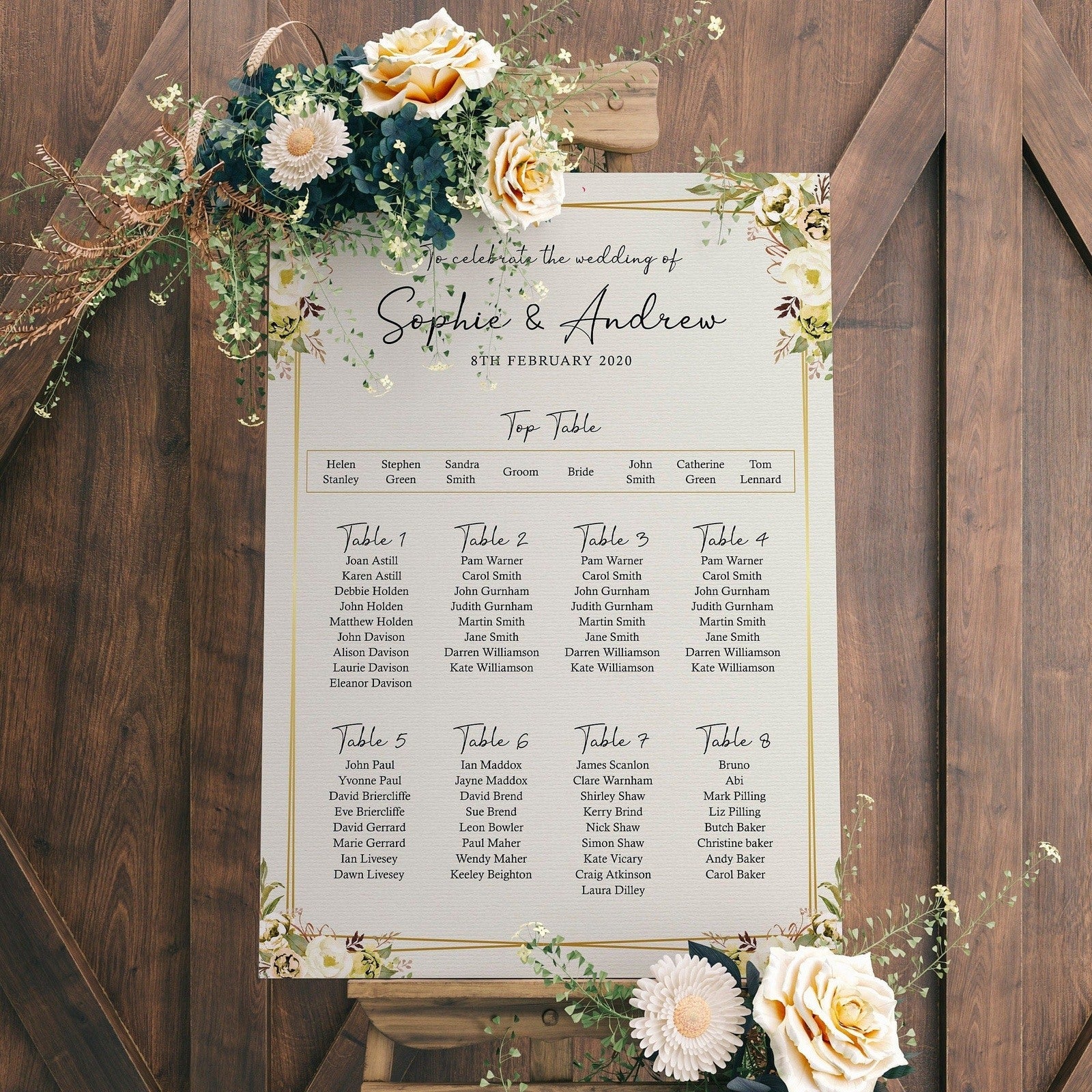 Spring Yellow Wedding Seating Chart Table Plan