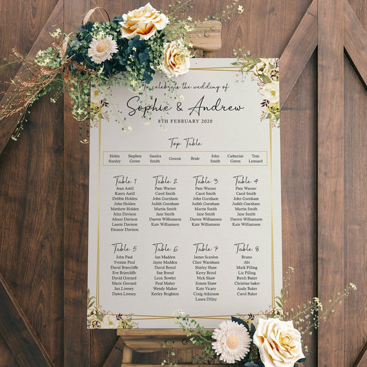 Spring Yellow Wedding Seating Chart Table Plan