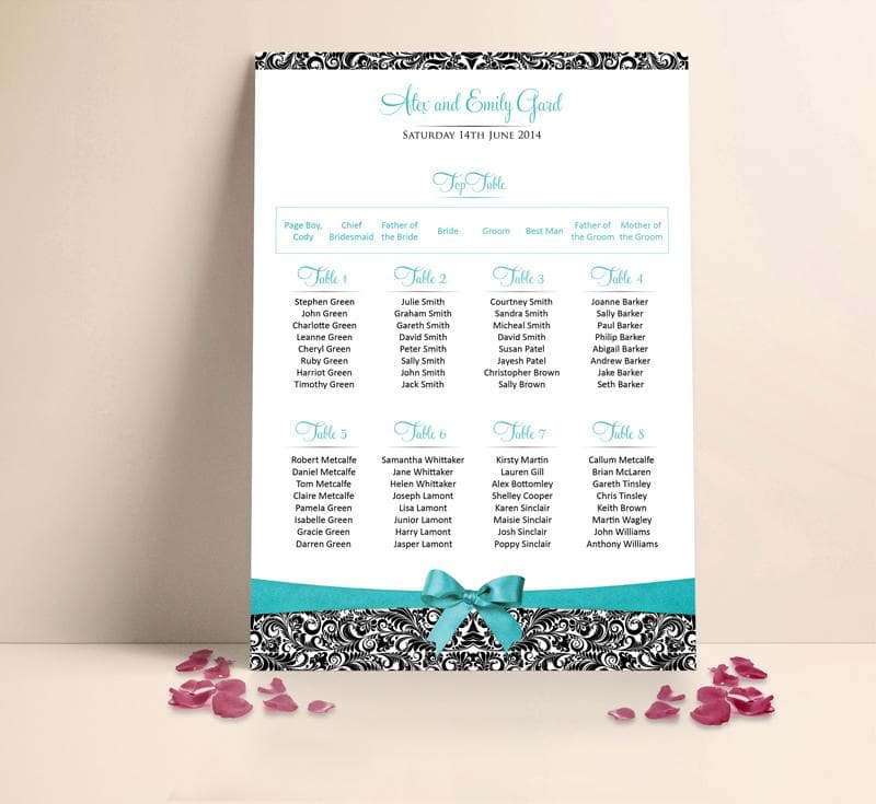 Teal Bow Table plan