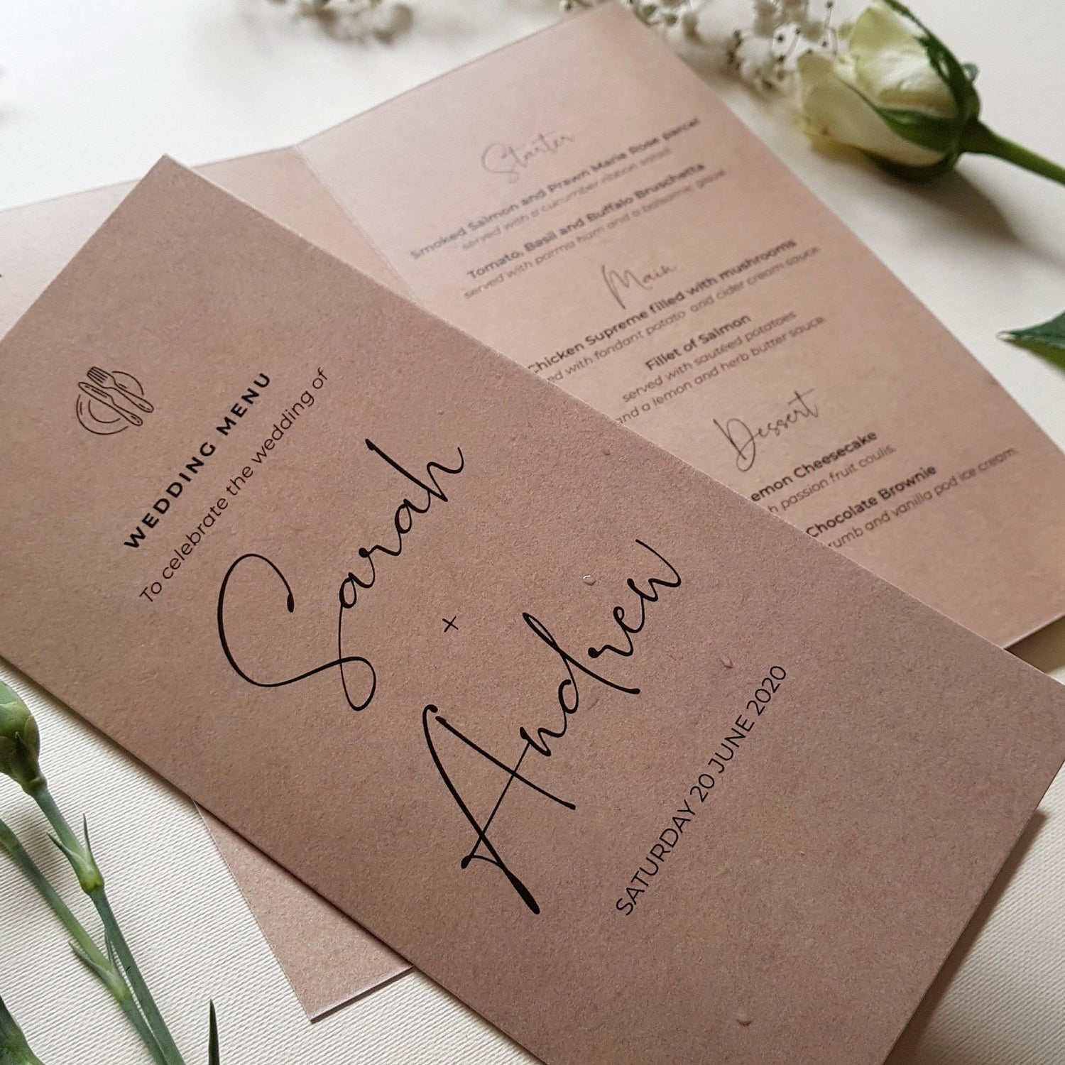 Trifold Rustic Kraft Wedding Invitations