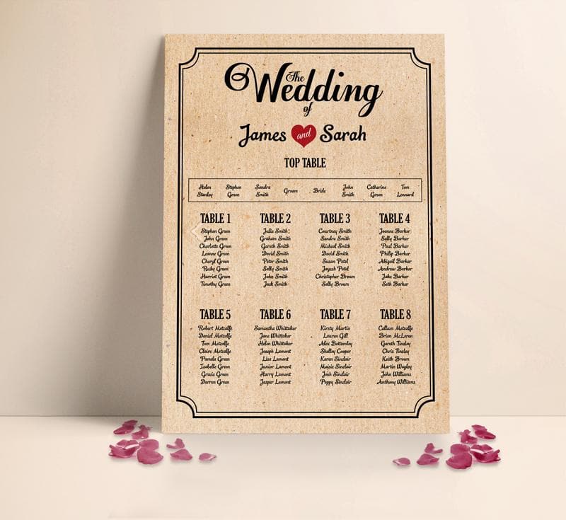 Vintage Red Heart Table plan
