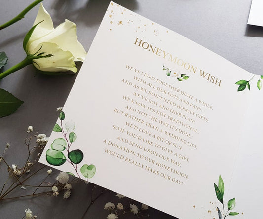 White Floral Gold Trifold Wedding and Evening Invitation