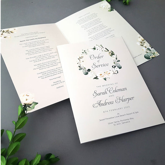White Floral Order of Service