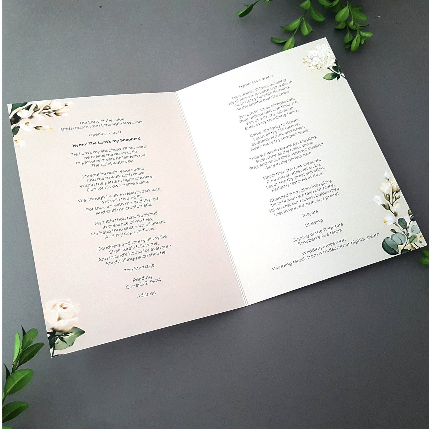 White Floral Order of Service