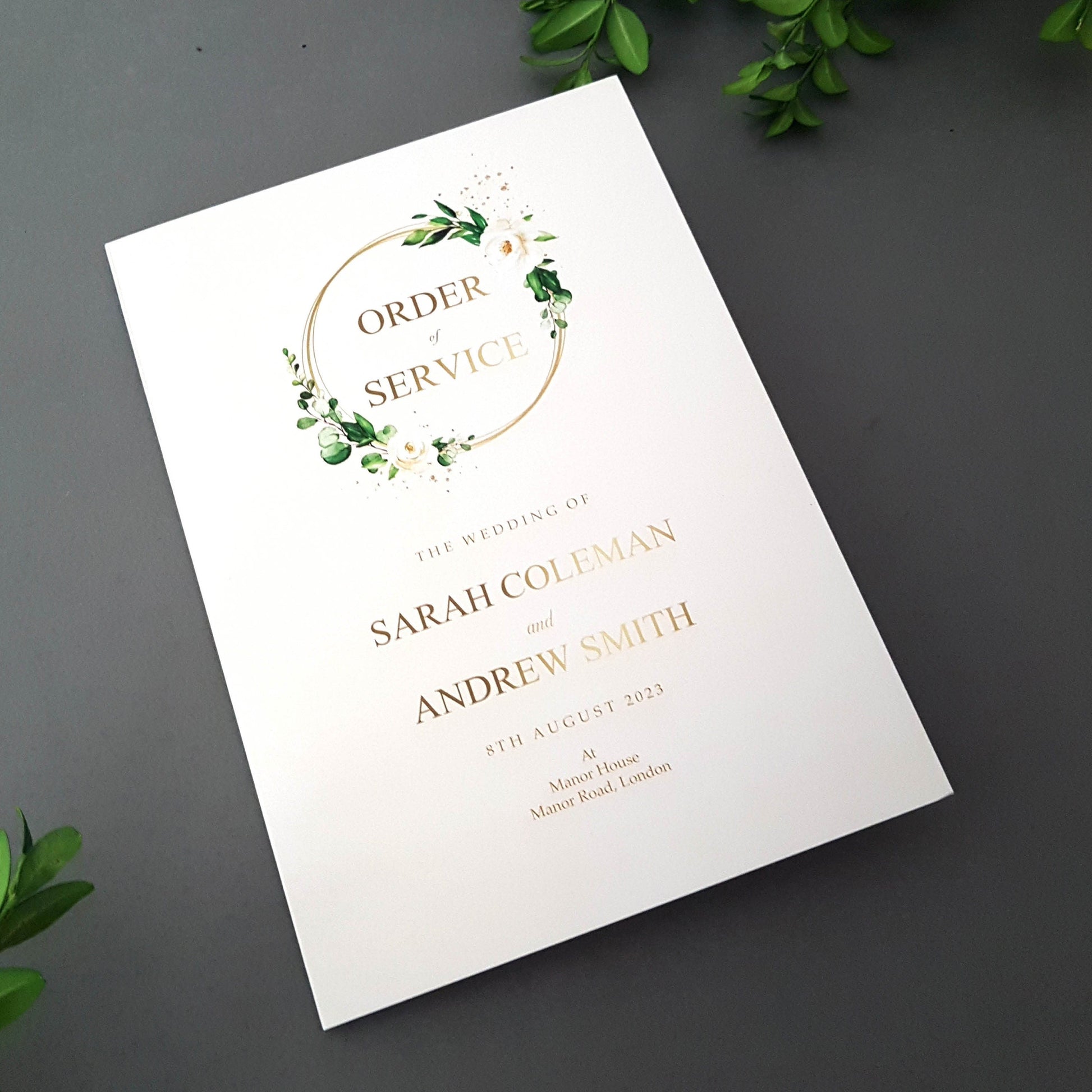 White Gold Rings Wedding Order of Service