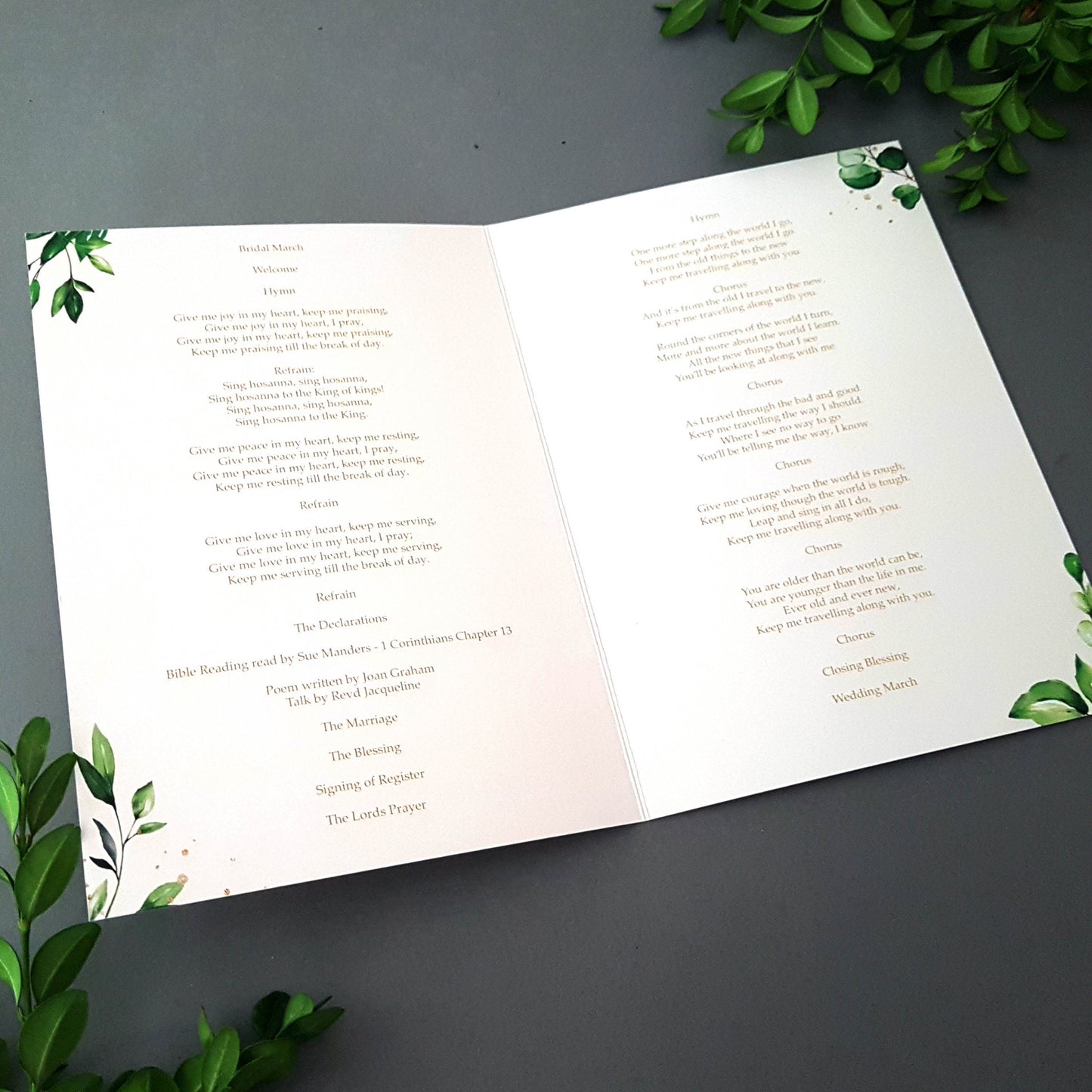 White Gold Rings Wedding Order of Service