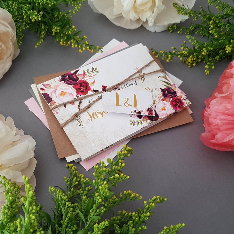 Wild Floral Concertina Wedding Invitations