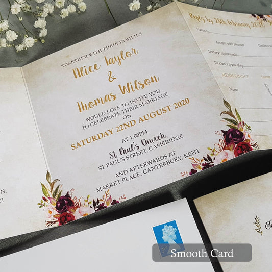 Wild Floral Trifold Wedding Invitations