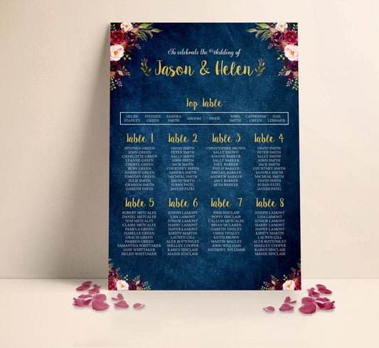 Wild Flower on Navy Table plan