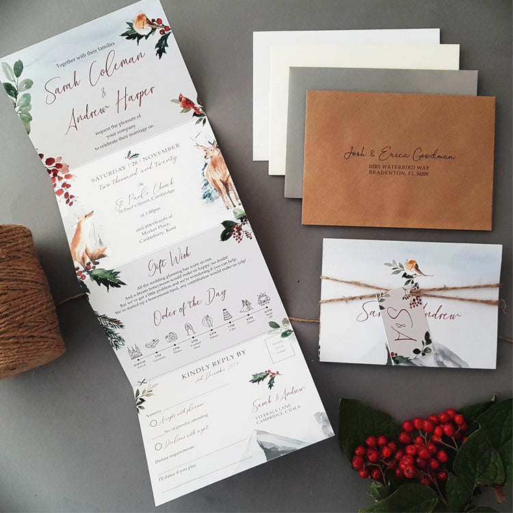 Winter Concertina Wedding Invitations