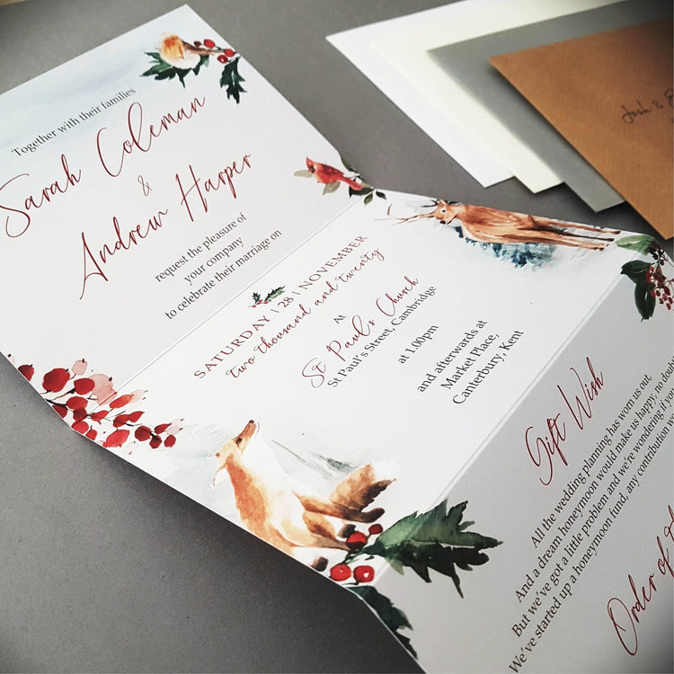 Winter Concertina Wedding Invitations