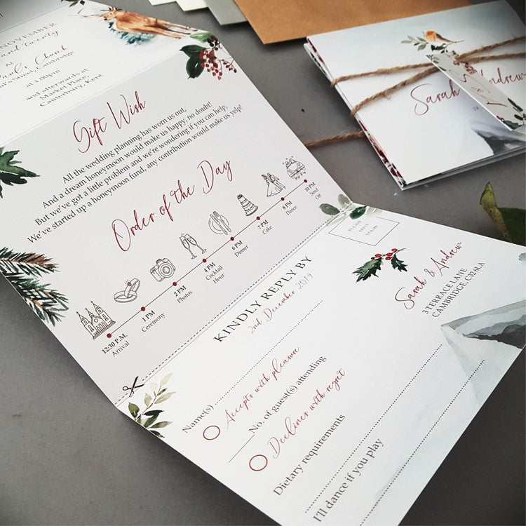 Winter Concertina Wedding Invitations