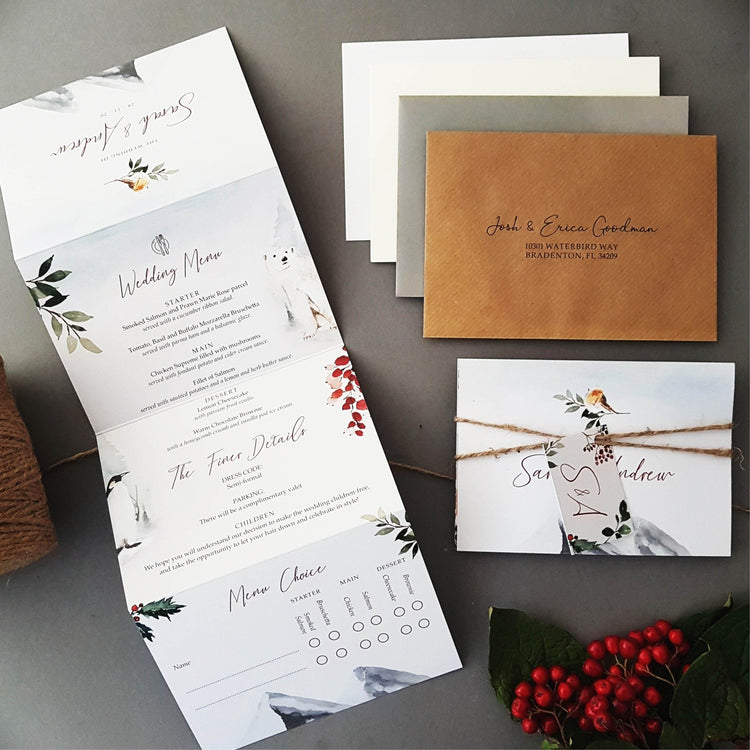 Winter Concertina Wedding Invitations