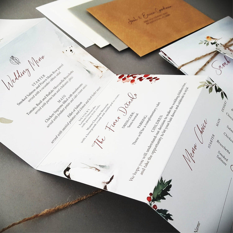 Winter Concertina Wedding Invitations