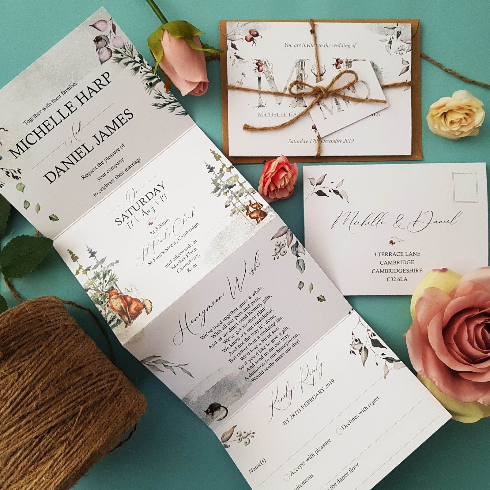 Winter Woodland Concertina Wedding Invitations Sample