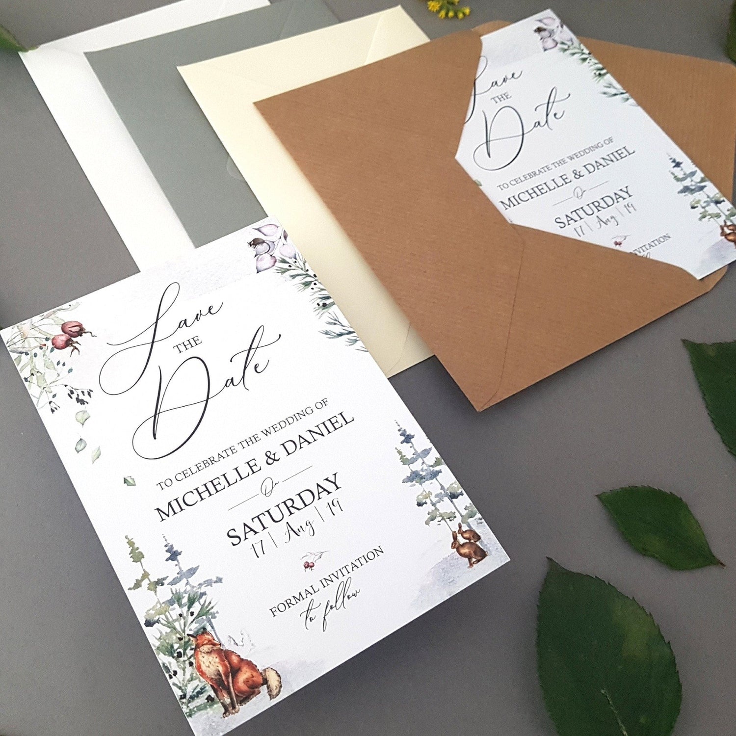 Winter Woodland Save the Date Cards