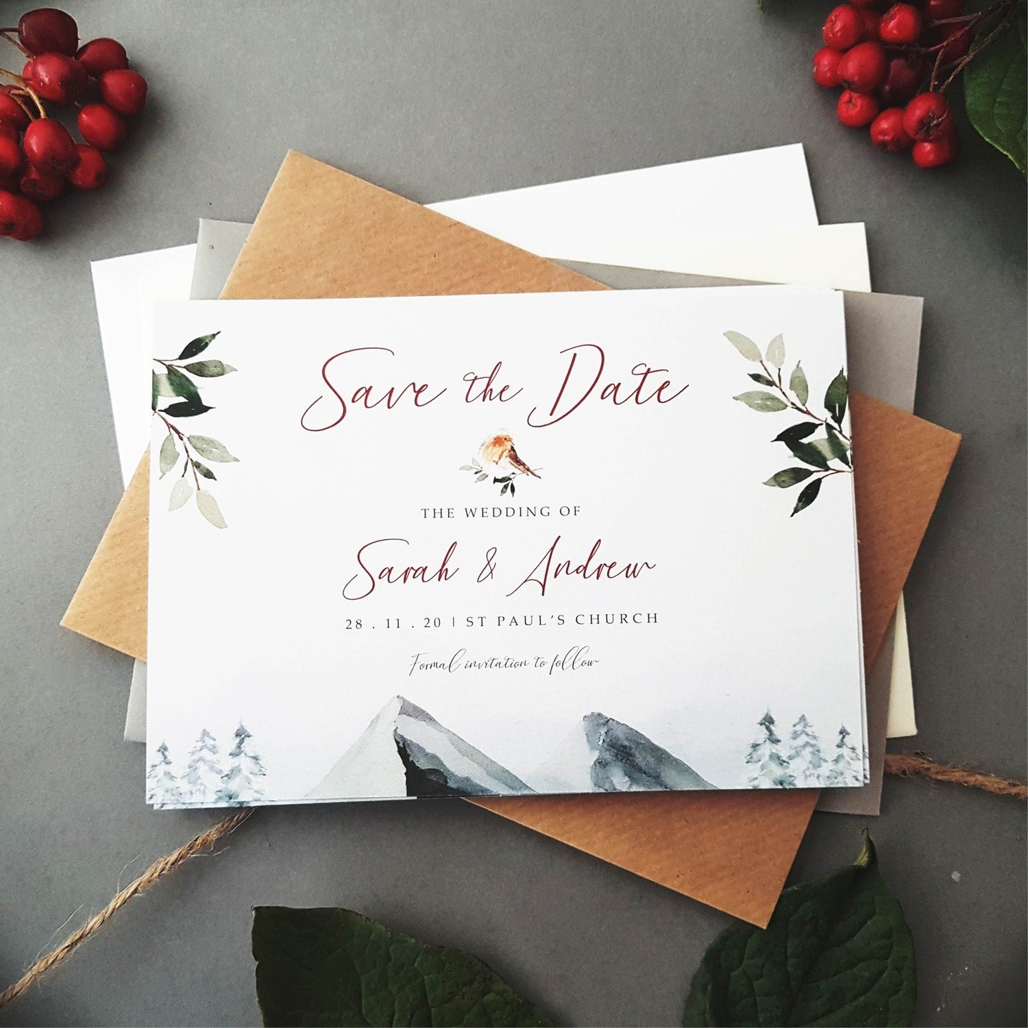 Winter save the date cards